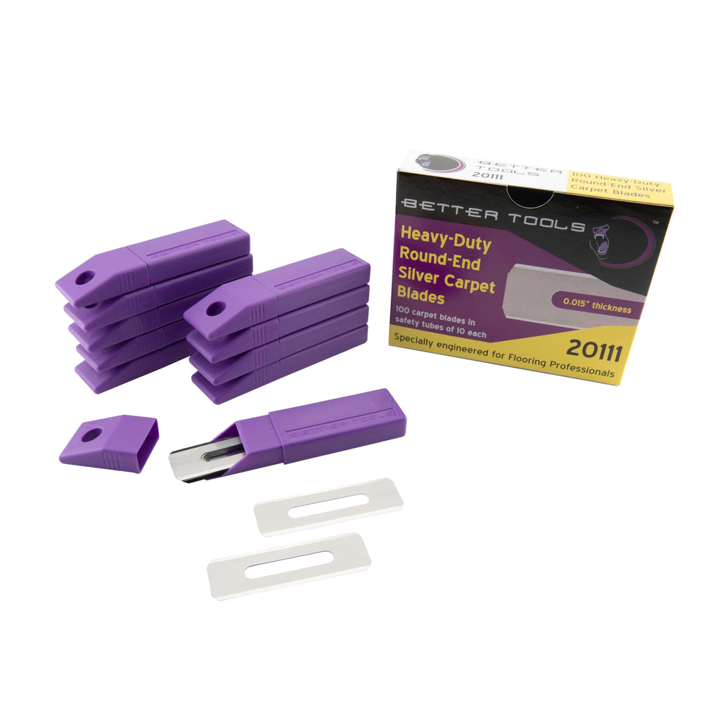 Better Tools 20111 HD Round-End Silver Carpet Blades (100 Pack)