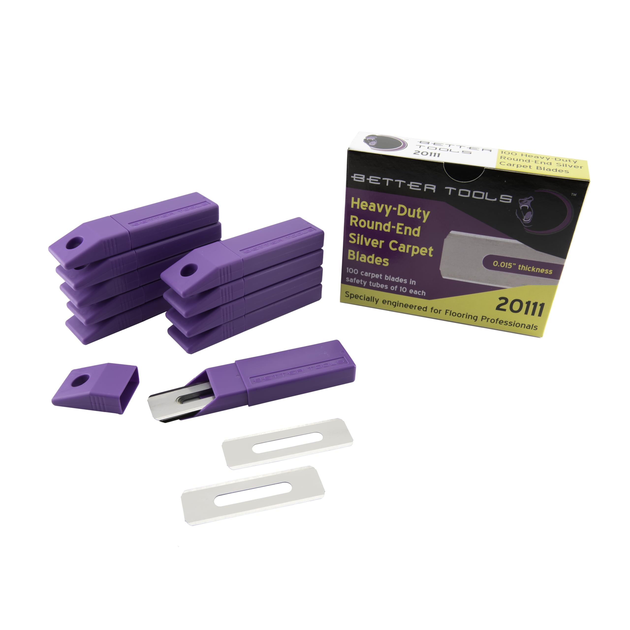 Better Tools 20111 HD Round-End Silver Carpet Blades (100 Pack)
