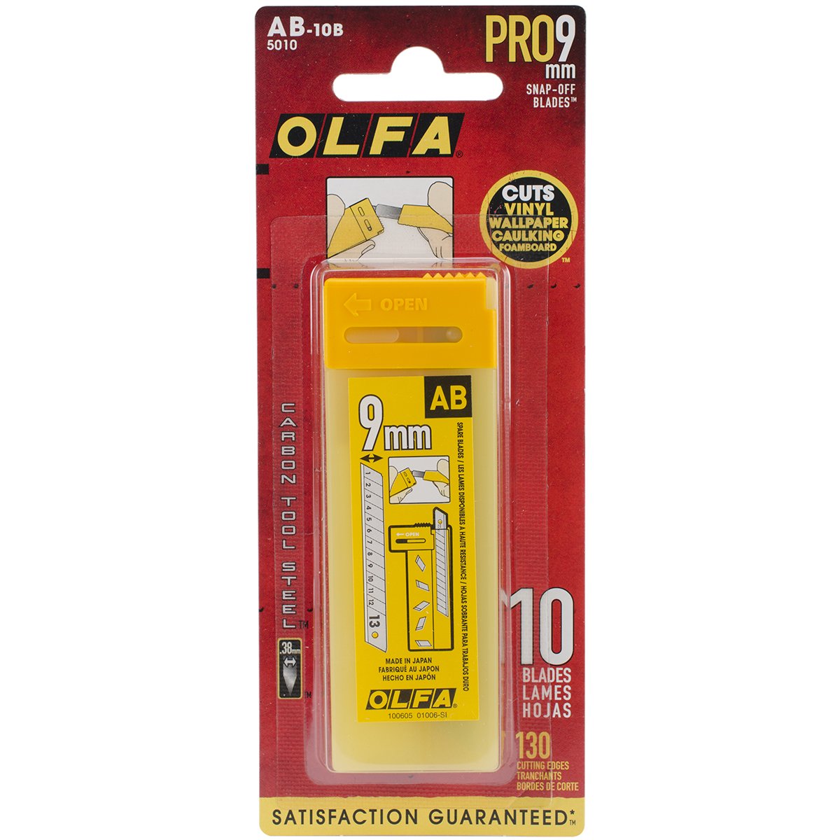 OLFA 5010 AB-10B 9mm Snap-Off Silver Blade, 10-Pack